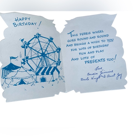 Vintage 1950’s Puppy Dog Ferris Wheel Happy Birthday Card - Picture 4 of 8